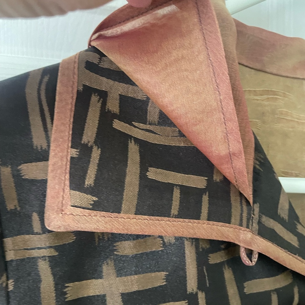 Earthen Silk |  100% Silk Bamboo Print Jacket. Rope Knot Button. Size Large. USA - Picture 6 of 11